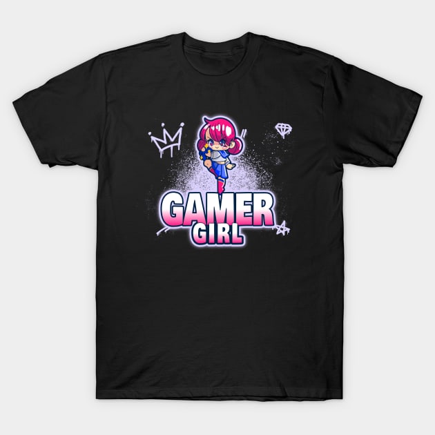 Gamer Girl Anime Otaku T-Shirt by PlimPlom